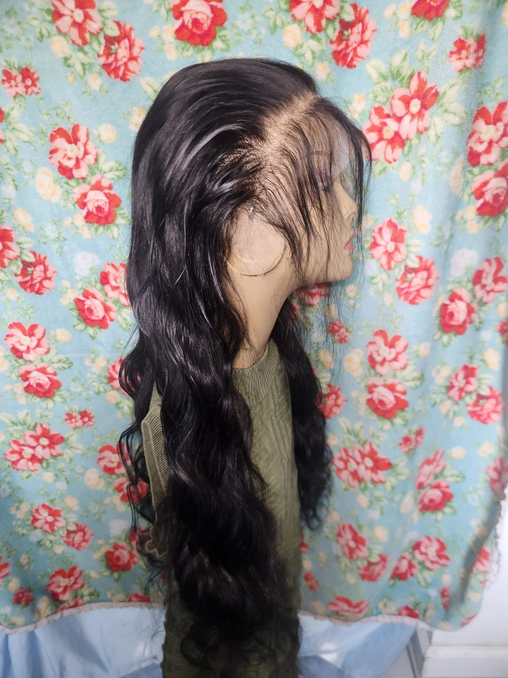 Natural Black Wavy Lace Front Wig - 100% Human Hair !